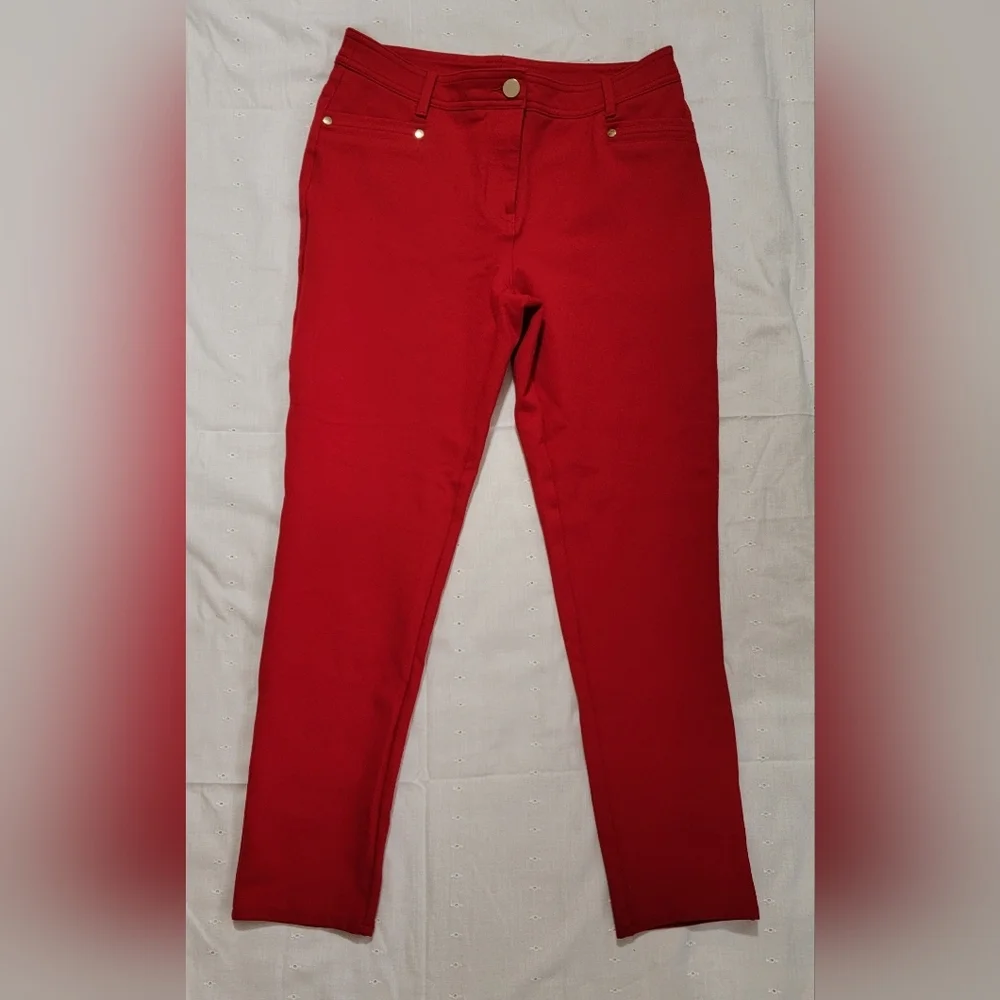 Women's Chico's So Slimming Refined Pointe Ankle Pant, Red, Size 0 =S‎ (4), EUC